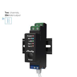 Shelly Pro 2PM Din WiFi 2-Ch 25A Power Metering Black