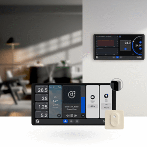 Shelly Wall Display X2 Silver + Shelly BLU H&T Ivory Bundle – Android, WLAN