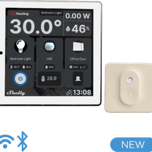 Shelly Wall Display Hvid + Shelly BLU H&T Ivory – Indbygget Smart Home Bundle