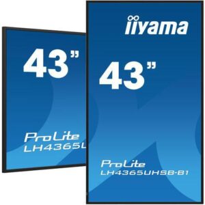 iiyama 43" 3840x2160, UHD IPS panel, Haze 1%, 800cd/m², Landscape and Portrait, 24/7