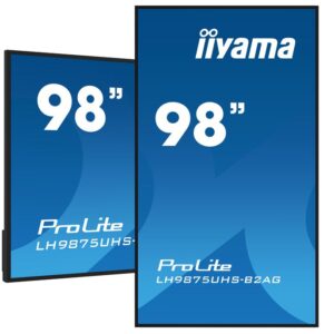 iiyama 98" 3840x2160, UHD IPS panel, Haze 25%, 500cd/m², Landscape and Portrait, 24/7