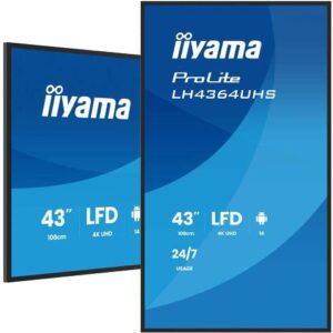 iiyama 43" 3840x2160, UHD VA DLED panel, Haze 25% 500cd/m², Landscape and Portrait, 24/7