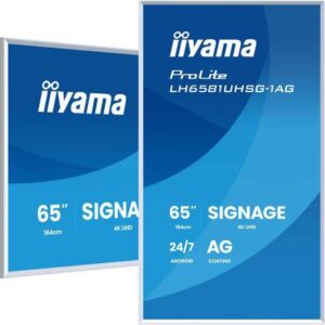 iiyama 65" Gallery Line with removable white frame, 3840x2160, UHD VA ELED panel, Haze 25% 500cd/m², Landscape and Portrait, 24/7